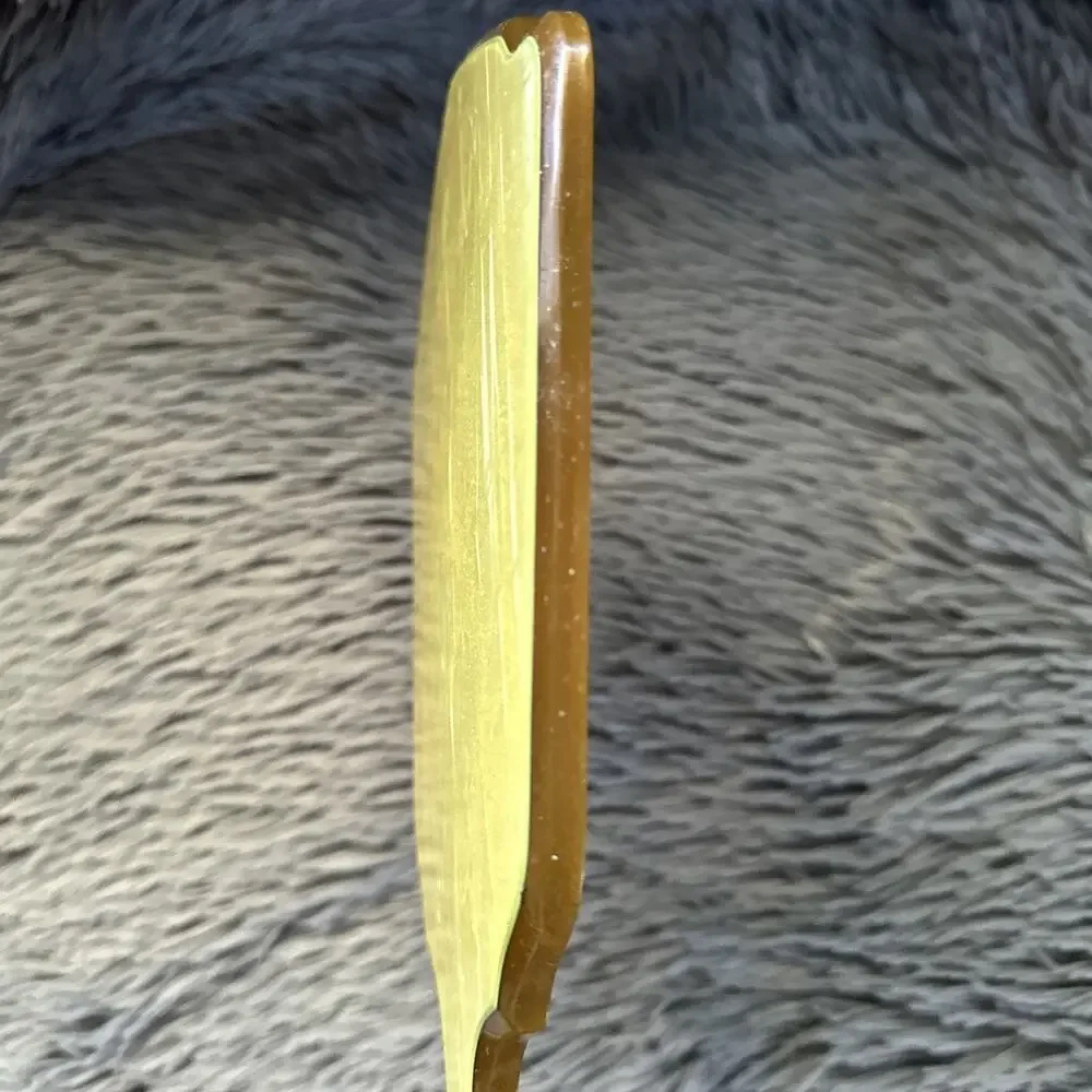 Vintage Art Deco Celluloid Hand Mirror Butterscotch Yellow Pearlized Vanity